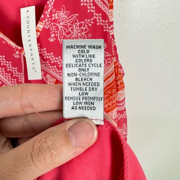 Counterparts | NWT Pink & Orange Layered Flyaway V-neck Sleeveless Tank Blouse - Picture 10 of 10